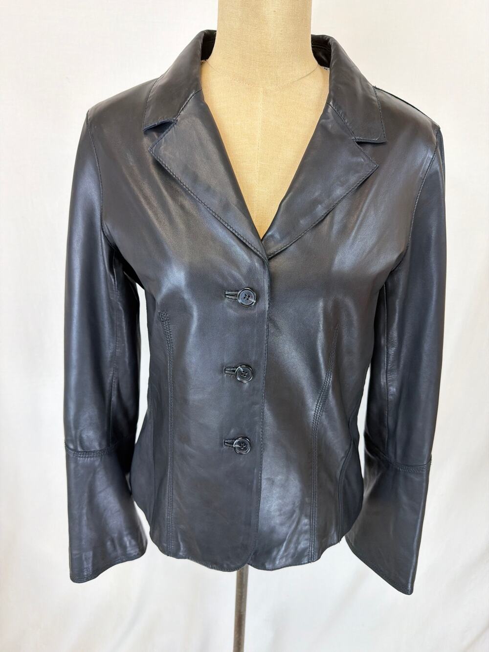 Marc New York Black Leather Jacket Medium #0553